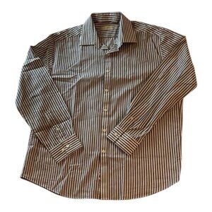 Michael Kors Long Sleeve Button Up Striped Shirt Mens Size 17-34/35